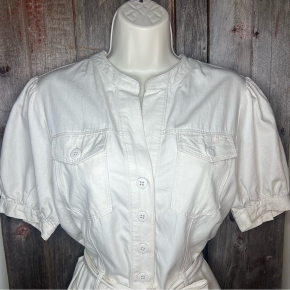 Sanctuary Go Lightly Ecru Utility Safari Romper Tie Waist Button Front sz S - Picture 4 of 13